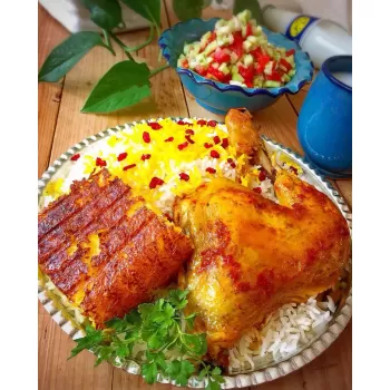 زرشک پلو با مرغ پرس دو نفره